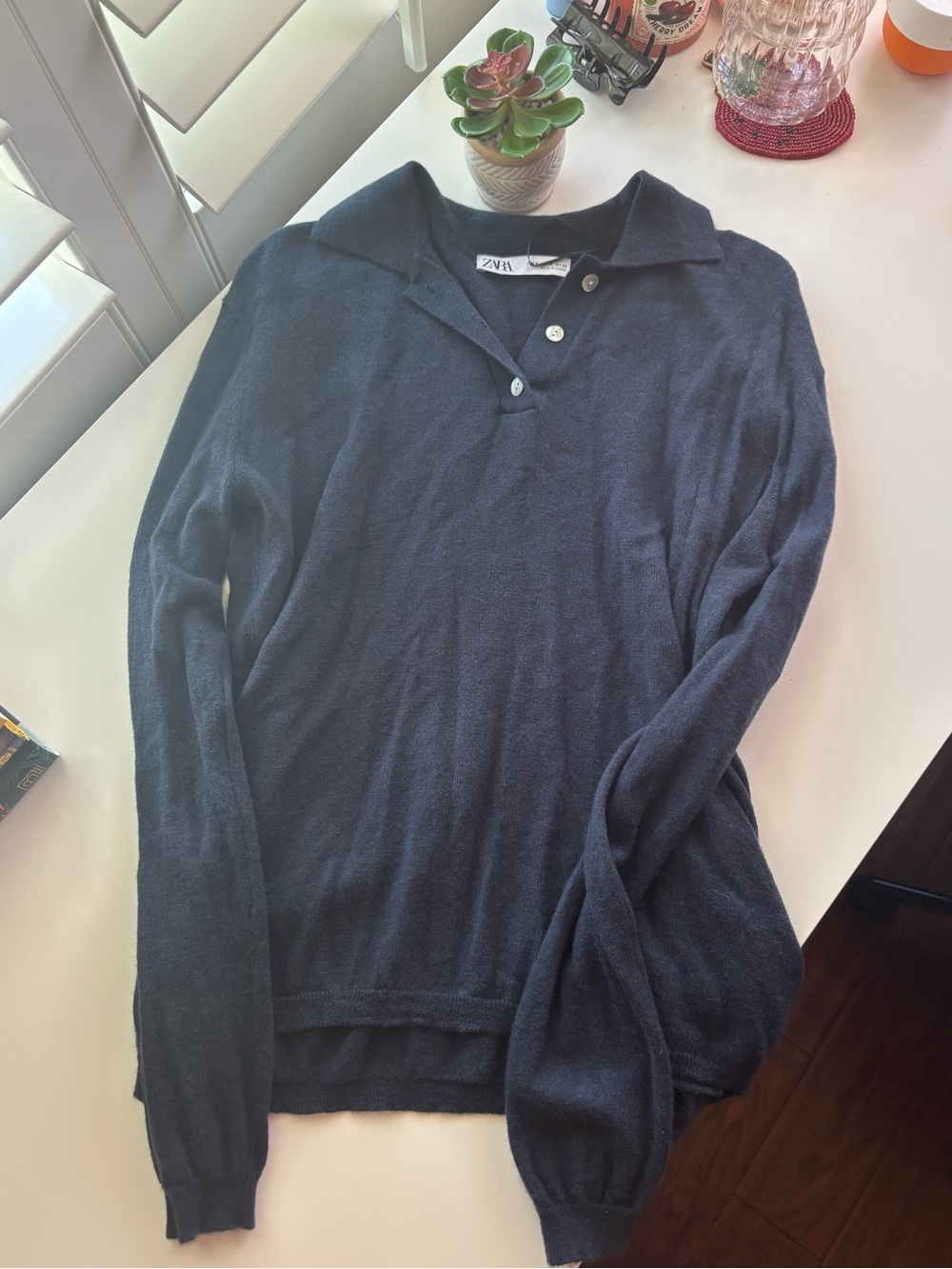Zara Wool Collared Polo Sweater XL